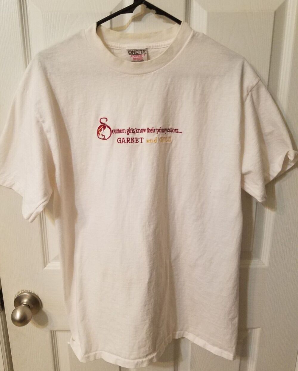 Womens Oneita Power-T Florida State University White T-Shirt Size Large
